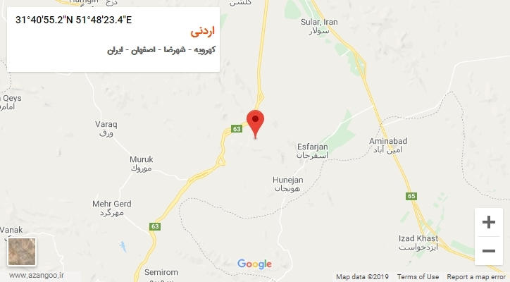 روستای اردنی بر روی نقشه