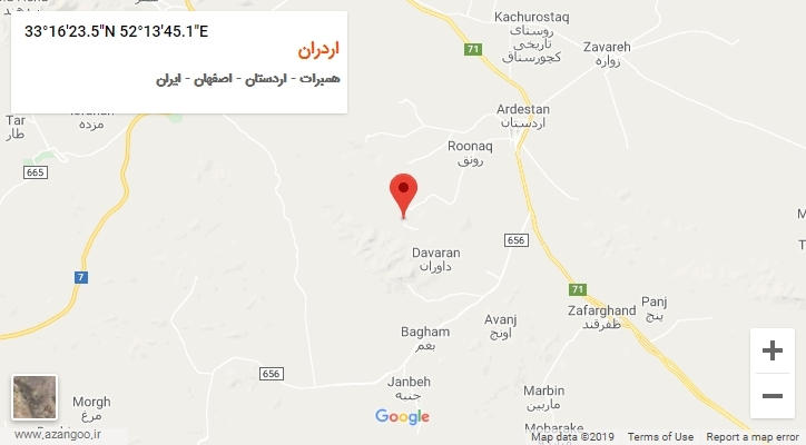 روستای اردران بر روی نقشه