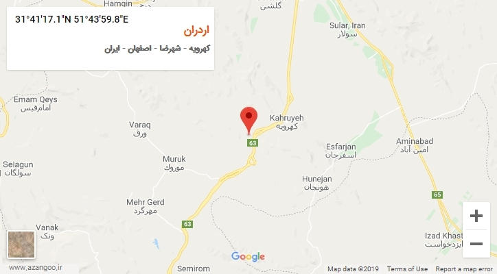 روستای اردران بر روی نقشه
