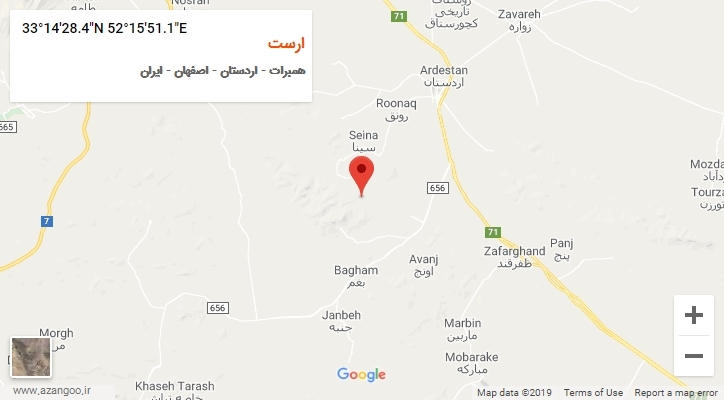 روستای ارست بر روی نقشه