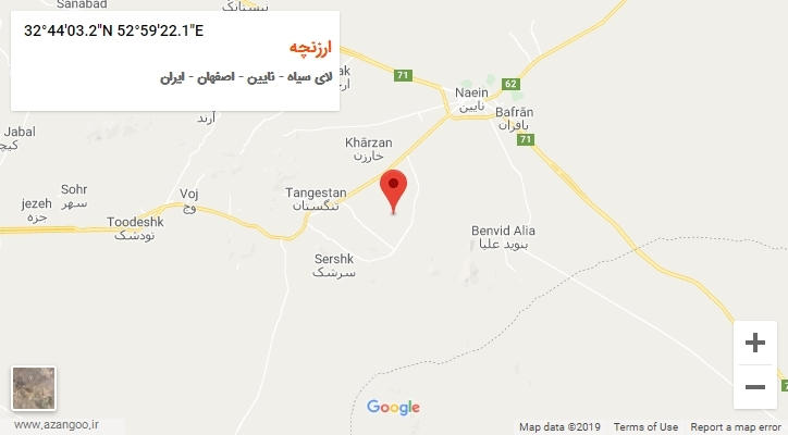 روستای ارزنچه بر روی نقشه