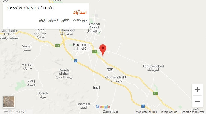 روستای اسدآباد بر روی نقشه