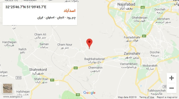 روستای اسدآباد بر روی نقشه