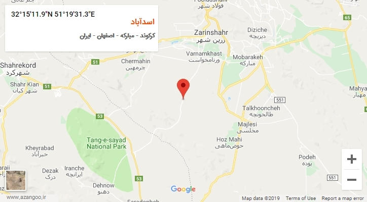 روستای اسدآباد بر روی نقشه