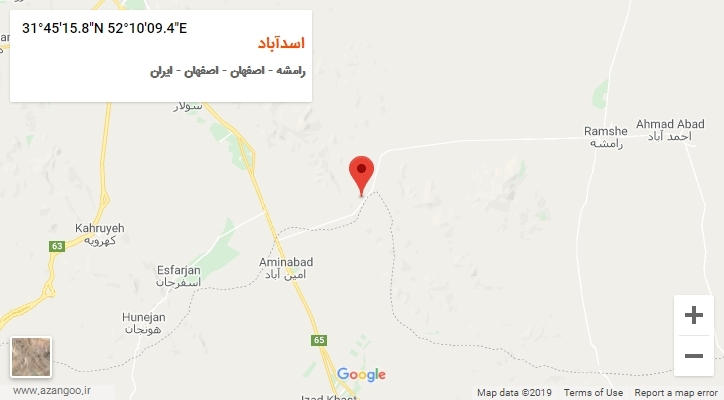روستای اسدآباد بر روی نقشه
