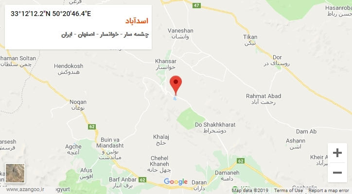 روستای اسدآباد بر روی نقشه