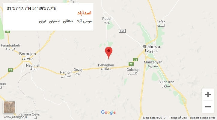 روستای اسدآباد بر روی نقشه