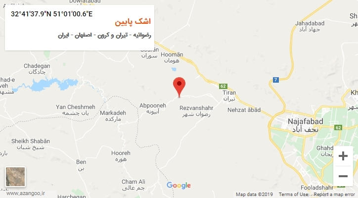 روستای اشک پایین بر روی نقشه