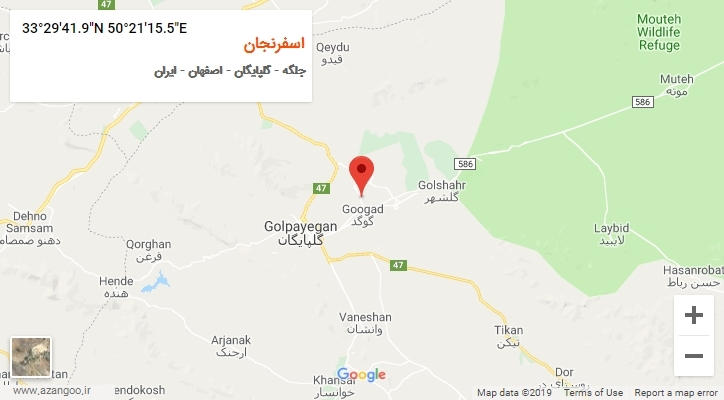 روستای اسفرنجان بر روی نقشه