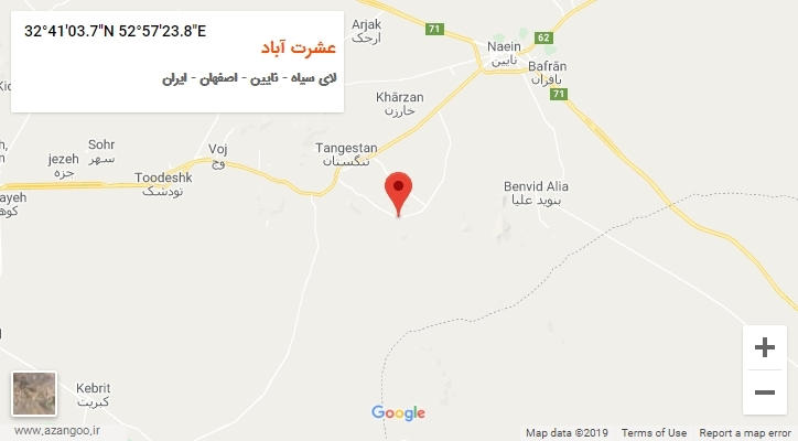 روستای عشرت آباد بر روی نقشه