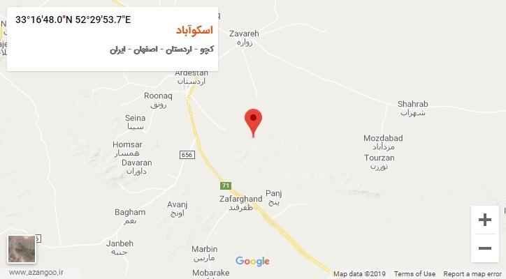 روستای اسکوآباد بر روی نقشه