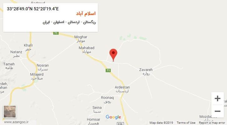 روستای اسلام آباد بر روی نقشه