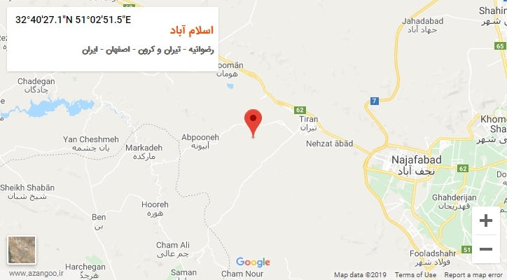 روستای اسلام آباد بر روی نقشه