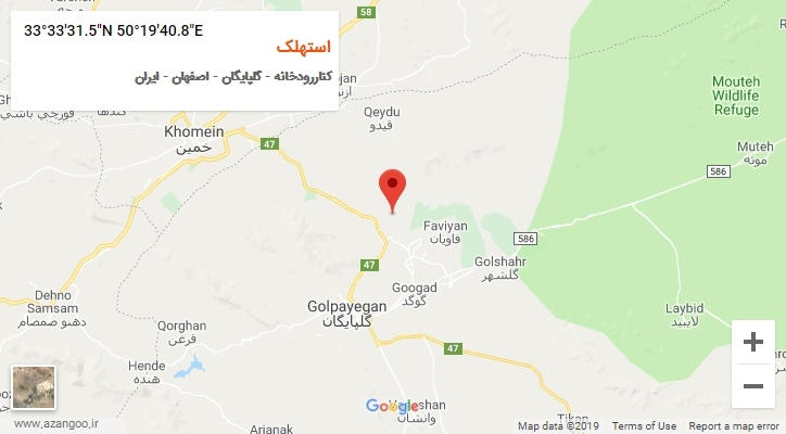 روستای استهلک بر روی نقشه