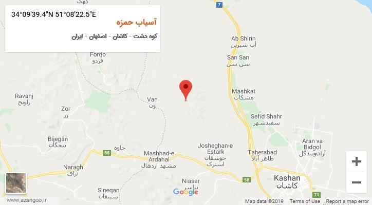 روستای آسیاب حمزه بر روی نقشه