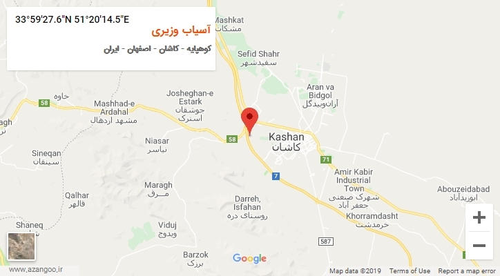 روستای آسیاب وزیری بر روی نقشه