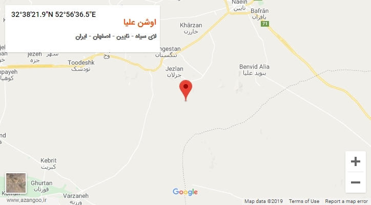 روستای اوشن علیا بر روی نقشه