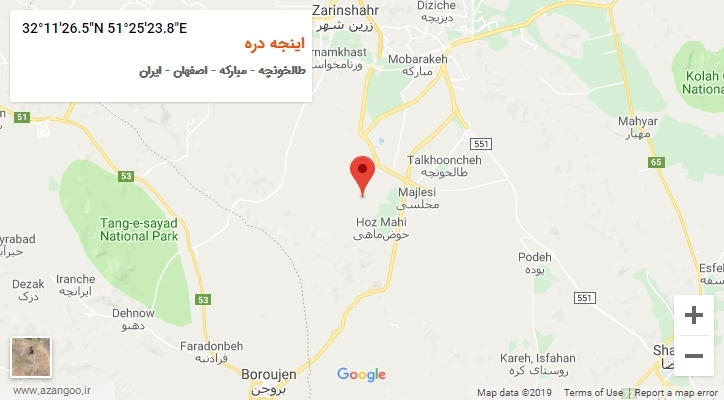 روستای اینجه دره بر روی نقشه