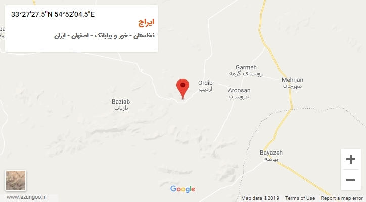 روستای ایراج بر روی نقشه
