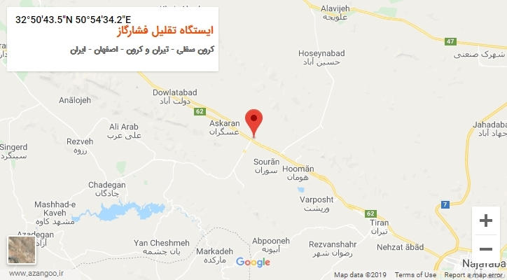 روستای ایستگاه تقلیل فشارگاز بر روی نقشه