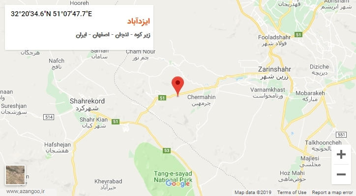 روستای ایزدآباد بر روی نقشه