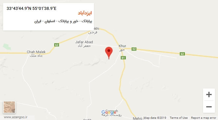 روستای ایزدآباد بر روی نقشه