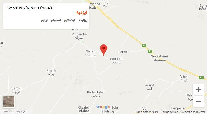 روستای ایزدیه بر روی نقشه