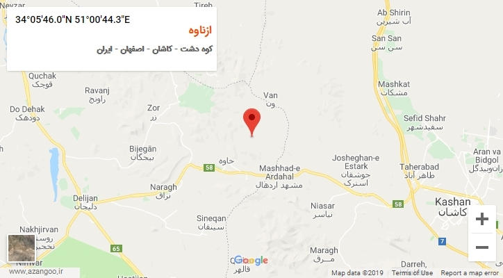 روستای ازناوه بر روی نقشه