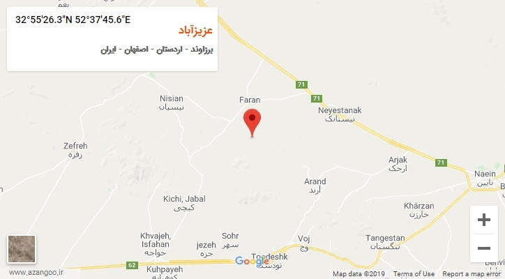 روستای عزیزآباد بر روی نقشه