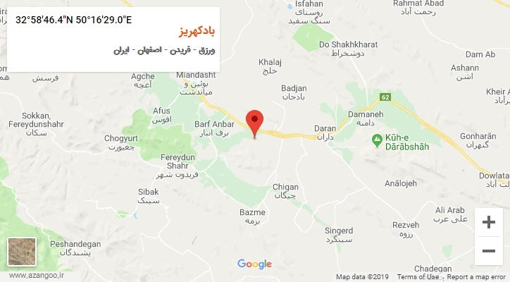روستای بادکهریز بر روی نقشه
