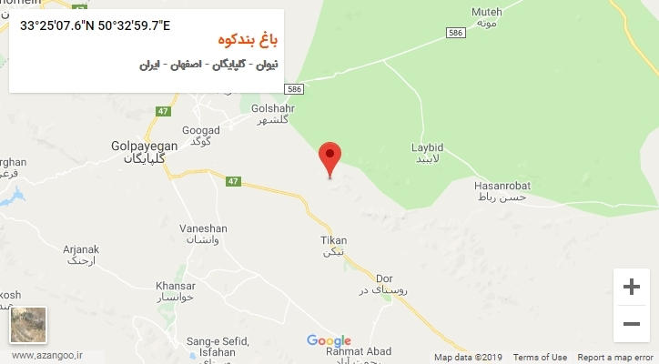 روستای باغ بندکوه بر روی نقشه