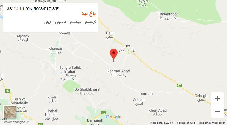 روستای باغ بید بر روی نقشه