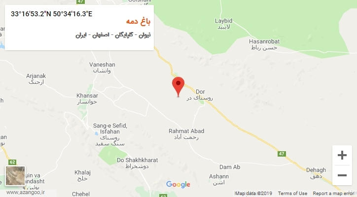 روستای باغ دمه بر روی نقشه