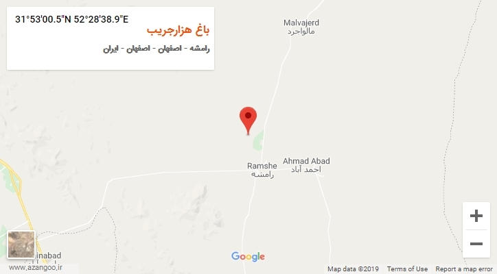 روستای باغ هزارجریب بر روی نقشه