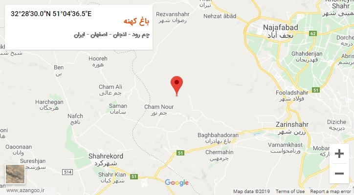 روستای باغ کهنه بر روی نقشه