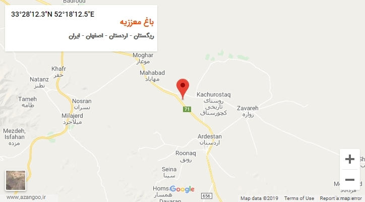 روستای باغ معززیه بر روی نقشه