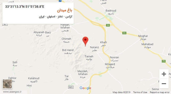 روستای باغ میدان بر روی نقشه