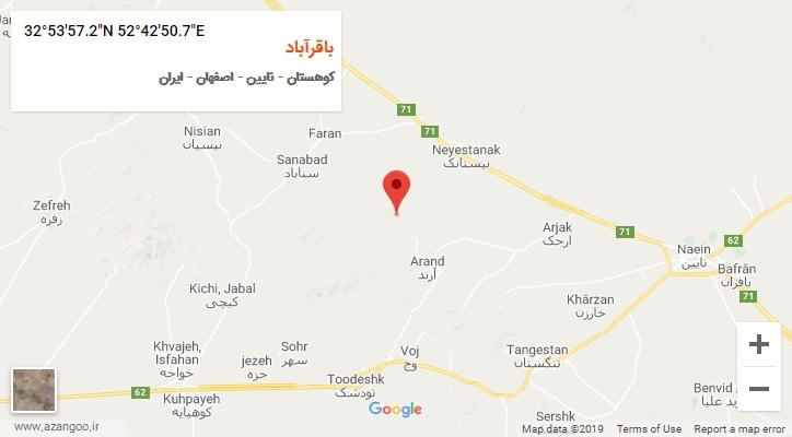 روستای باقرآباد بر روی نقشه