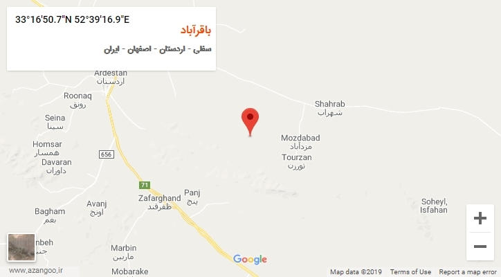 روستای باقرآباد بر روی نقشه