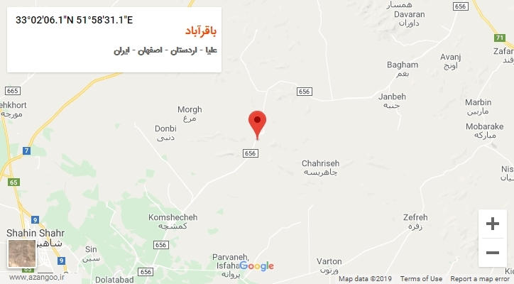 روستای باقرآباد بر روی نقشه