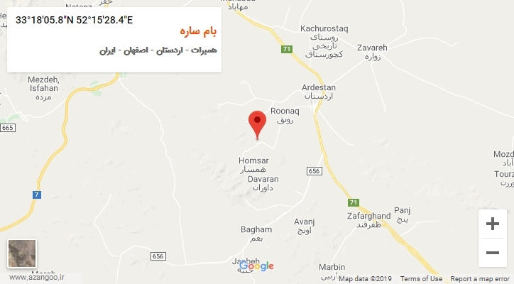 روستای بام ساره بر روی نقشه
