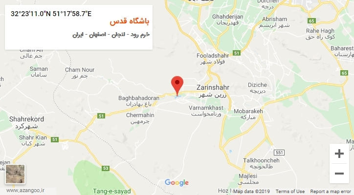 روستای باشگاه قدس بر روی نقشه