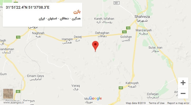 روستای بازن بر روی نقشه