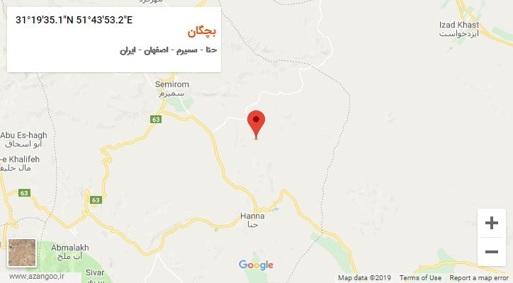 روستای بچگان بر روی نقشه