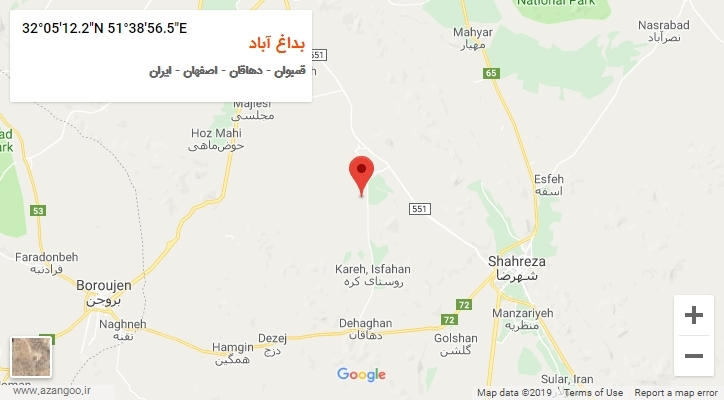 روستای بداغ آباد بر روی نقشه