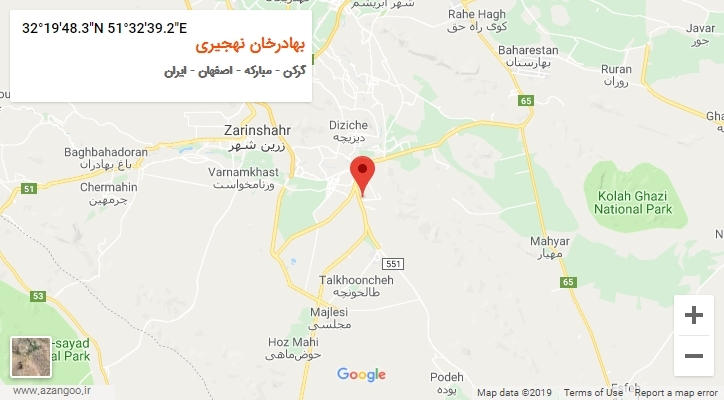 روستای بهادرخان نهجیری بر روی نقشه