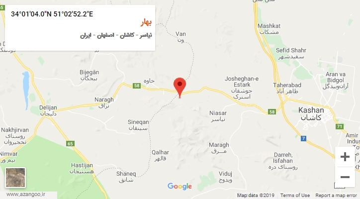 روستای بهار بر روی نقشه