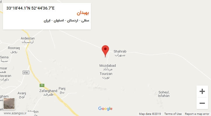 روستای بهبدان بر روی نقشه