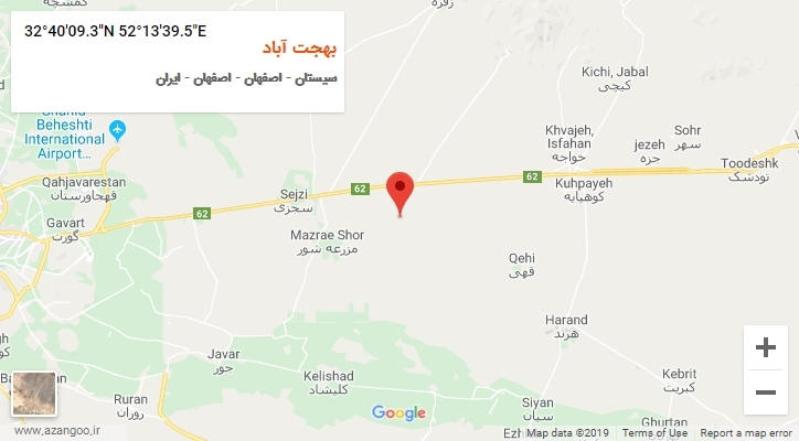 روستای بهجت آباد بر روی نقشه