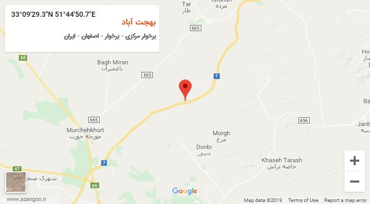 روستای بهجت آباد بر روی نقشه